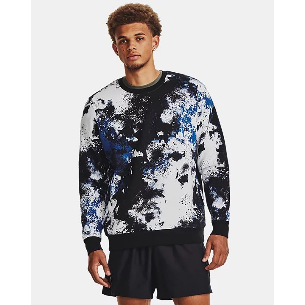 UNDER ARMOUR Jaket Men Essential Flc Paint Crw Tops Blue White M BNWT ORIGINAL 100%