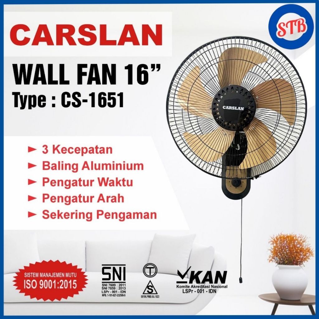 Kipas Angin Tornado Wallfan/ Kipas Dinding Tornado 16inch Carslan CS-1651
