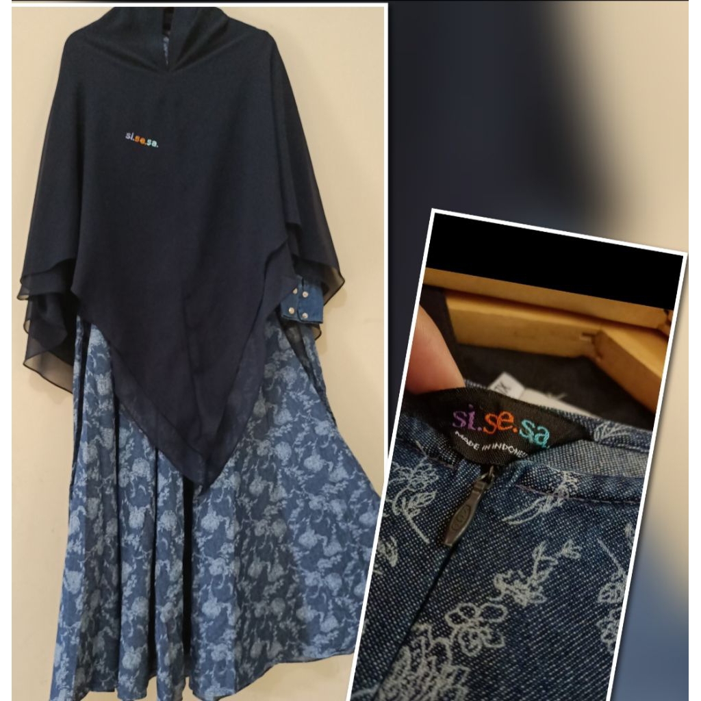 ❌ SOLD ❌ set PL SiSeSa dress denim & Khimar Rania navy