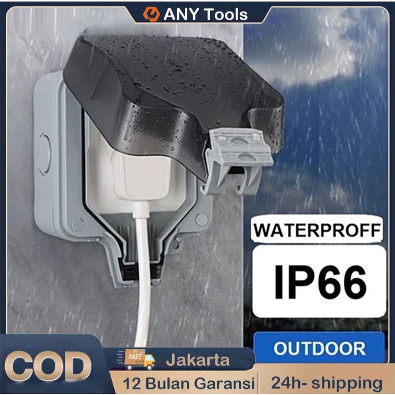 [COD]Stop Kontak IP66 Outdoor waterproof socket Stop Kontak Air Anti Hujan Socket Tahan Air Anti Deb