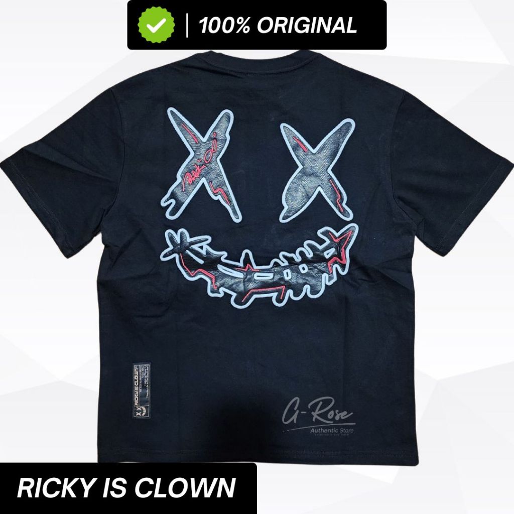 RIC RICKY IS CLOWN JOKER FATAL SHADE LEATHER BORDIR BAJU RICKYISCLOWN OVERSIZE TEE 100% ORIGINAL