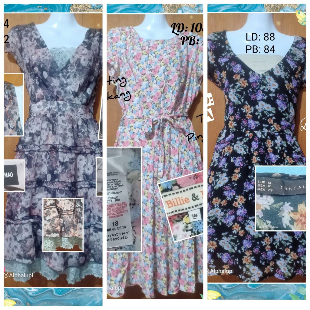 Dress midi bunga flower dress korean preloved kawaii