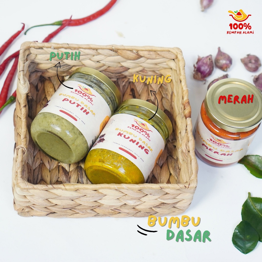 

100persen Bumbu Dasar Merah Putih Kuning Masak Cepat Saji Segala Masakan Dapur Lengkap Non MSG