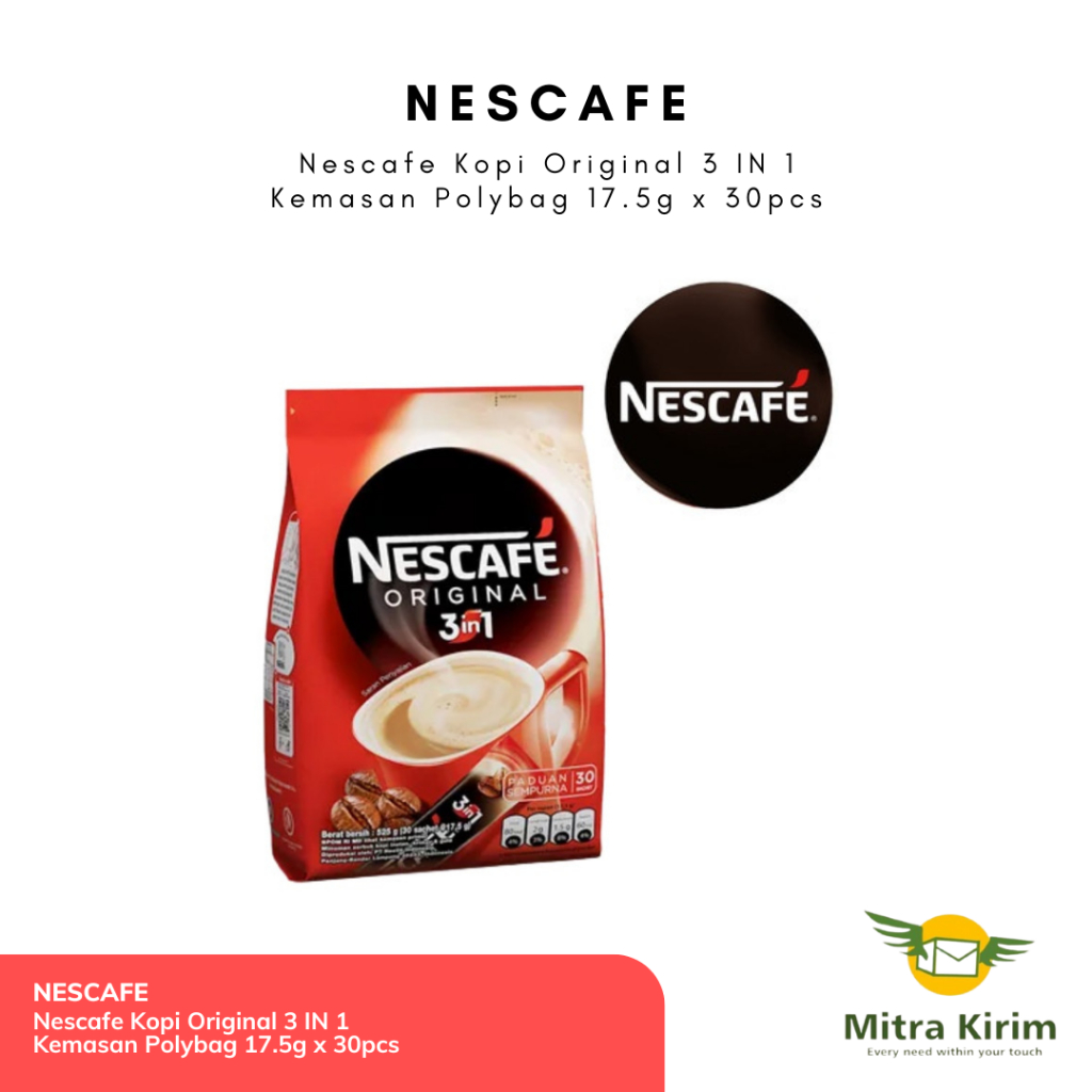 

Kopi Nescafe Original 3 IN 1 Kemasan Polybag 17.5g x 30sachet