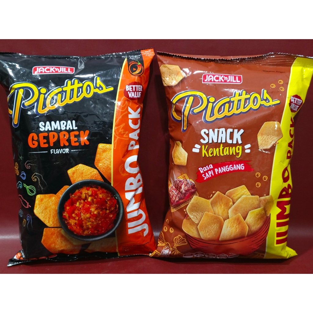 

Piattos Potato Snack Jumbo Pack 120g - Sapi Panggang | Sambal Geprek