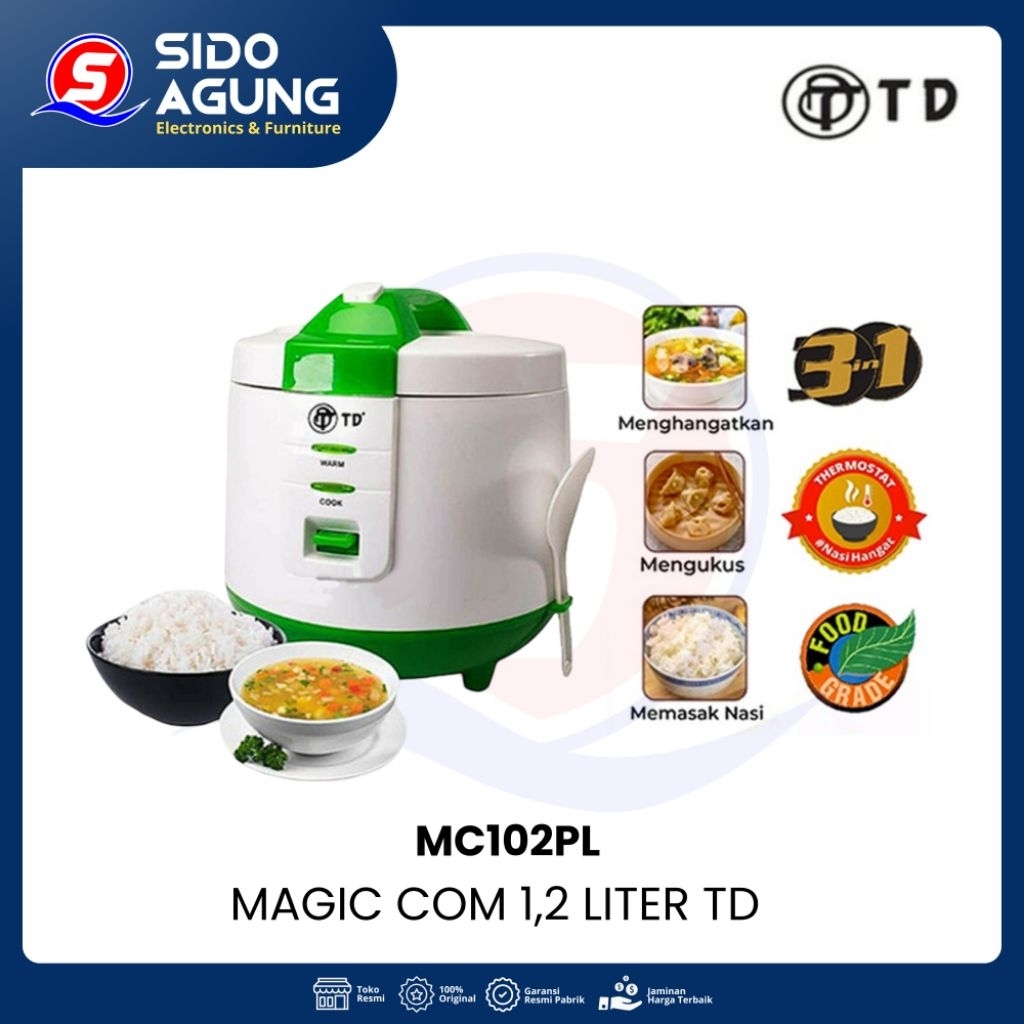 MAGICOM RICE COOKER TD MC-102PL || MAGICOM ORI TERMURAH ANDALAN BUNDA