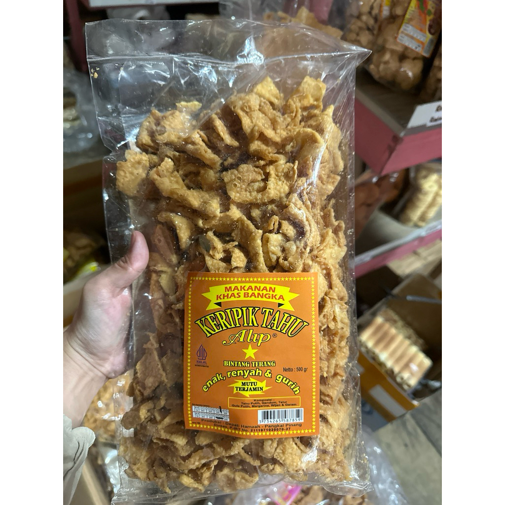 

KERIPIK TAHU ALIP 500gram//MAKANAN KHAS BANGKA//OLEH-OLEH BANGKA//