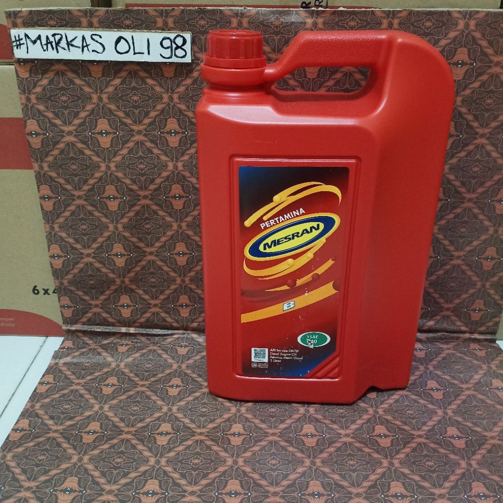 OLI PERTAMINA OLI MESRAN B SAE 40 5LITER KEMASAN GALON PELUMAS OLI MESIN DIESEL