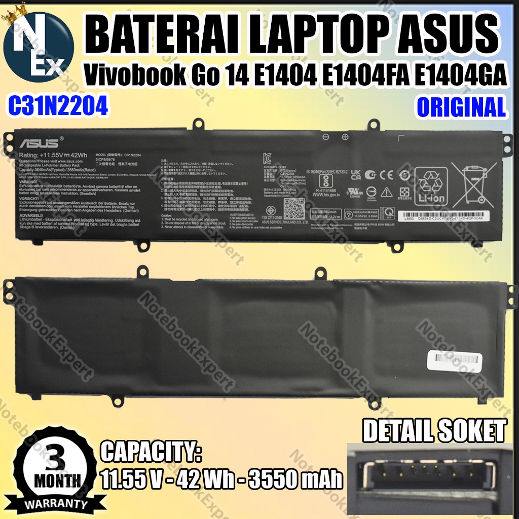 BATERAI LAPTOP ASUS Vivobook Go 14 E1404 E1404FA E1404GA (C31N2204) ORIGINAL