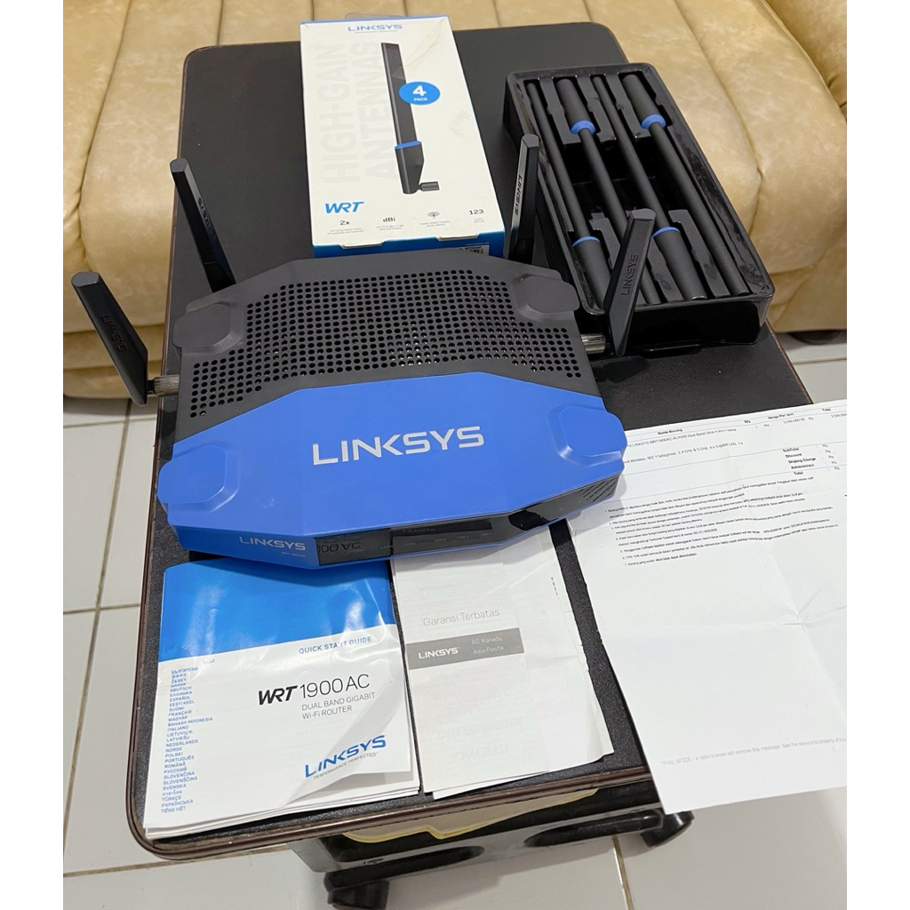 Preloved LINKSYS WRT 1900AC Dual Band Smart Wifi Wireless (Include 1 pack=4 pcs High Gain Antennas)