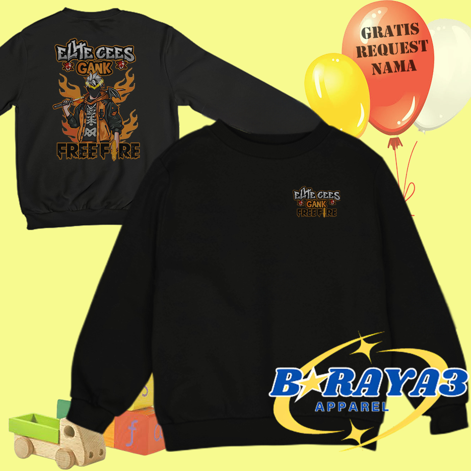 Sweater Anak Kekinian Free Fire – Skin & Senjata Animasi Gratis Nama