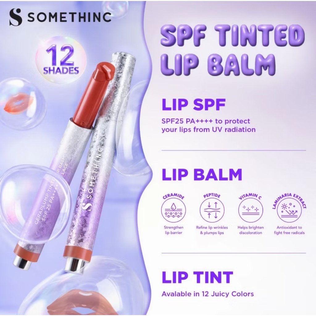 Sangria 05 Shade Somethinc Spf 25 PA++++ Tinted Lip Balm Tint Berwarna Ceraplump Plumpy Lips Ceramid