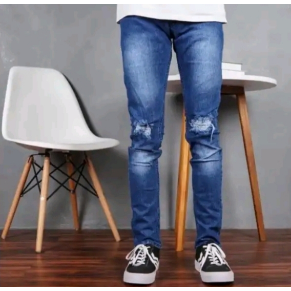 CELANA JEANS PENSIL PANJANG PRIA SOBEK LUTUT/ CELANA JEANS PENSIL SOBEK KEKINIAN / CELANA JEANS PENS