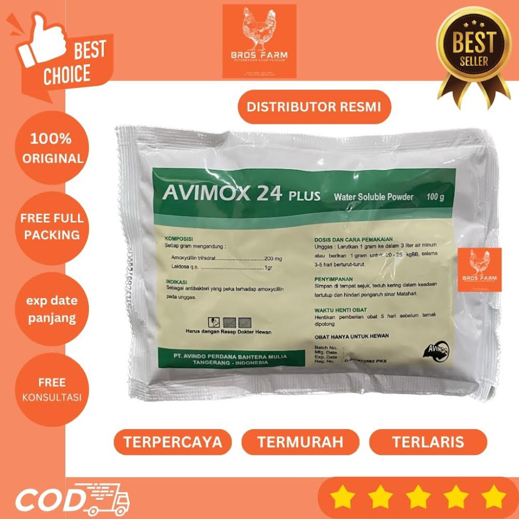 AVIMOX 24 PLUS 100 Gram Antibiotik Pencernaan Ayam