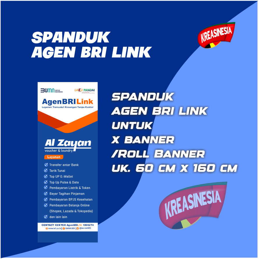 spanduk BRI Link/ cetak spanduk brilink / Digital printing BRI Link, percetakan cepat brilink
