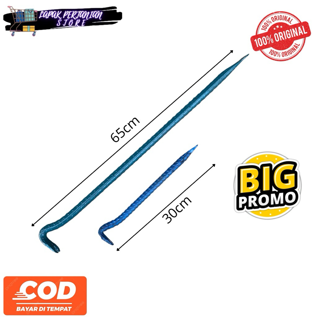 Linggis Besar Baja Ulir Asli 30cm-65cm Gali Tanah Congkel Paku - Linggis Tanah