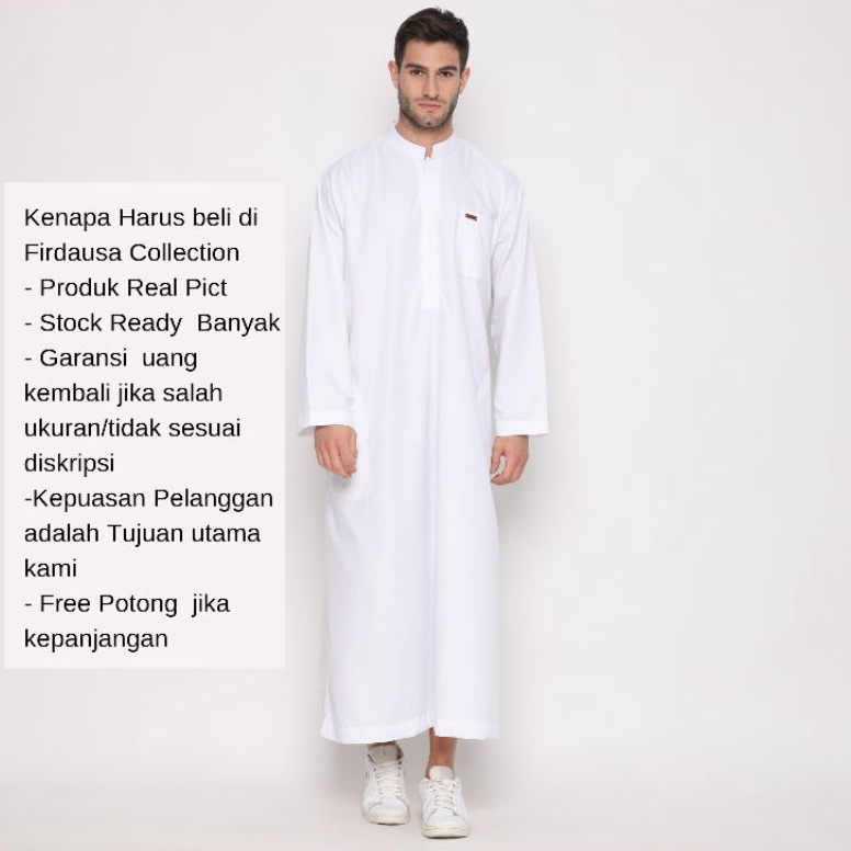 KODE E48O Jubah Putih Gamis Pria Laki  Laki Remaja DewasaGamis Pria Polos Katun Toyobo PremiumJubah 