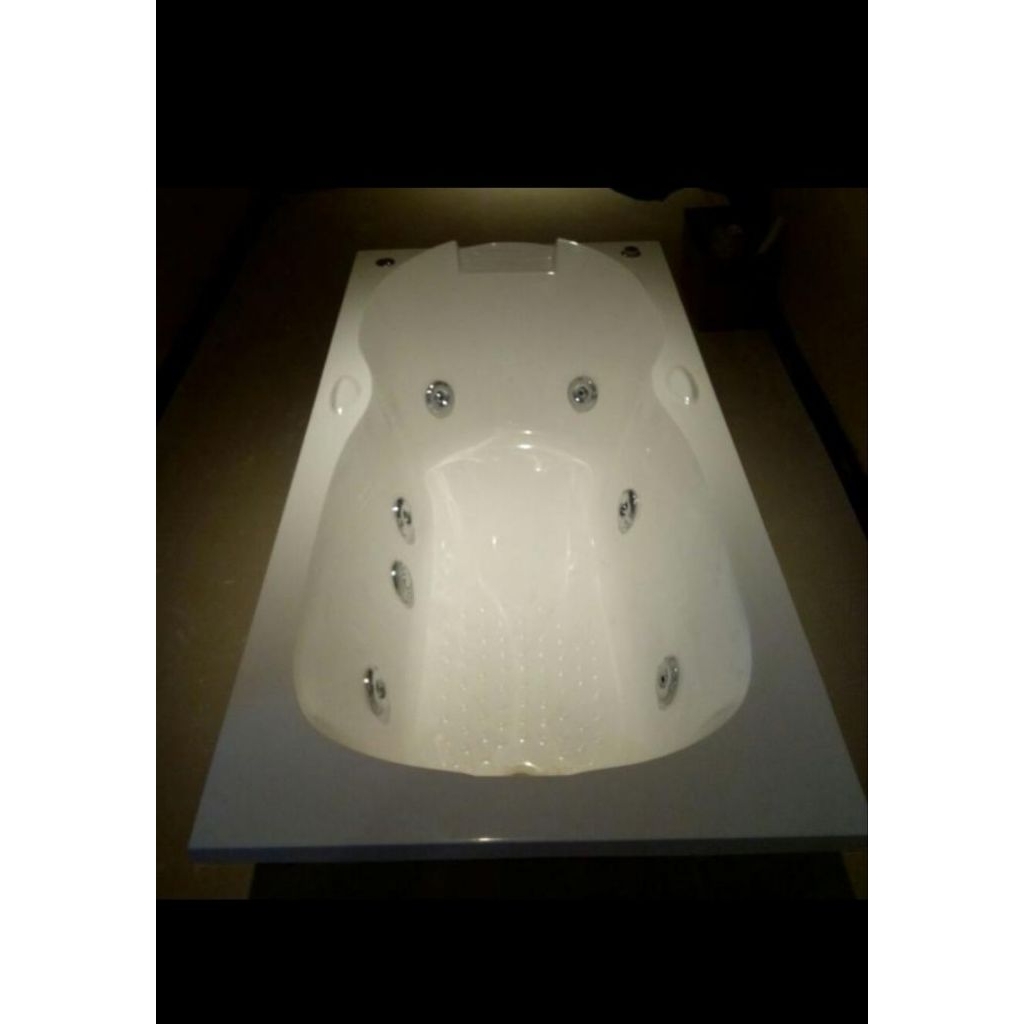 bathup tanam 168x79x40 bahan marble putih. bonus kran dinding dan afur