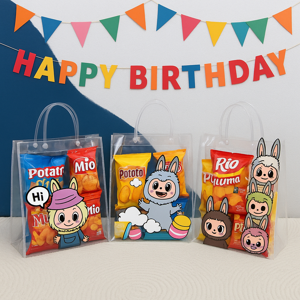 

Tas Mika PVC Custom Ultah Anak Tas Bridesmaid Custom Tas Plastik Transparan Tebal Goodiebag Transpara