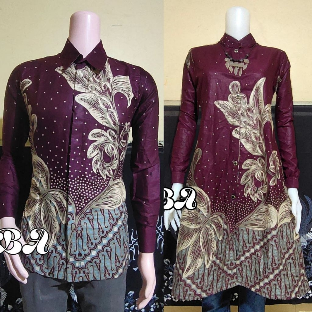 Batik Couple Tunik Kancing Modern Bahan Katun