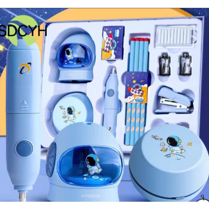 

SDCYH Electric Stationery Set Set Alat Tulis Elektrik Rautan Penghapus Vacuum Pensil 11 In 1