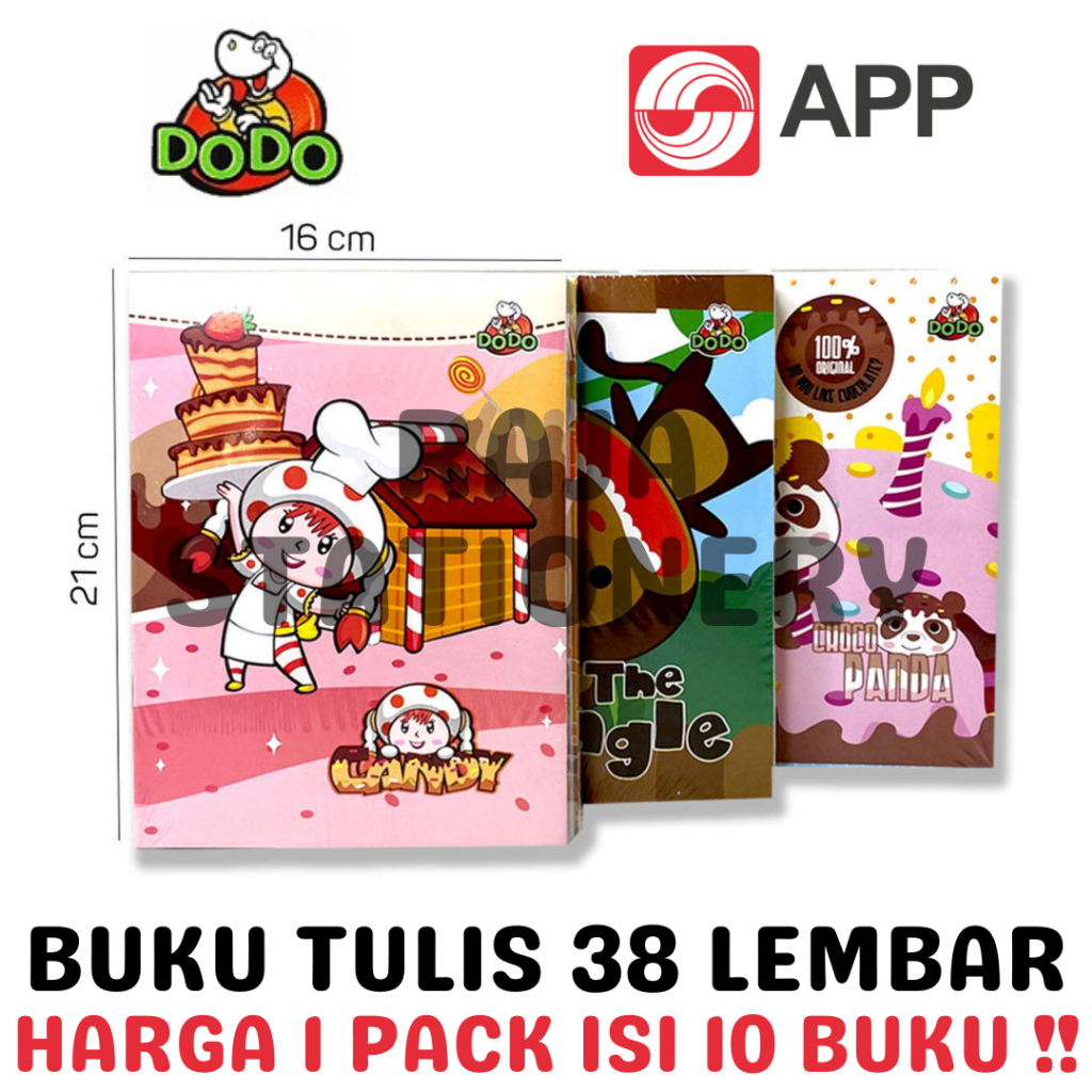 

BUKU TULIS 38 LEMBAR GARIS DODO NOTEBOOK A5 RULED BUKU TULIS ANAK CATATAN SEKOLAH FANCY LUCU PACK [10PCS]