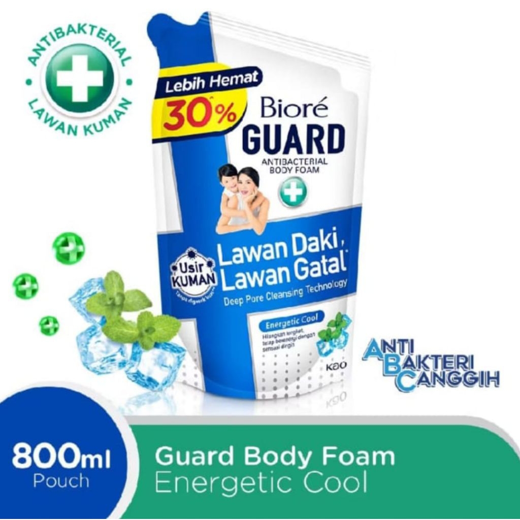 Biore Guard Body Foam Energetic Cool Cool Peppermint 800 ml Refill Pouch Sabun Mandi Cair Biore Guar