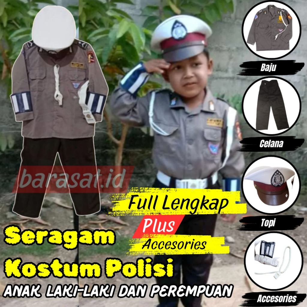 baju polisi anak baju polisi TK,PAUD,SD anak perempuan 3 tahun baju karnaval 17 agustus anak perempu