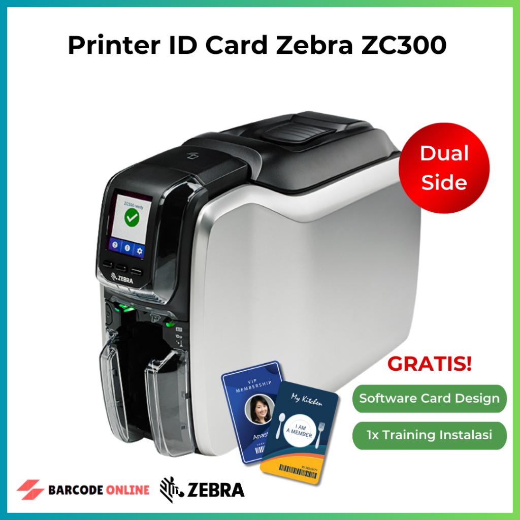 Zebra Printer ID Card ZC300 Dual Side - Printer Zebra ZC300 Dual Side
