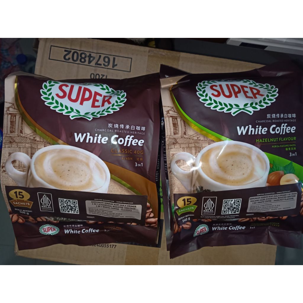 

Kopi SUPER White Coffee / Hazelnut 3 in 1 [BACA DESKRIPSI]