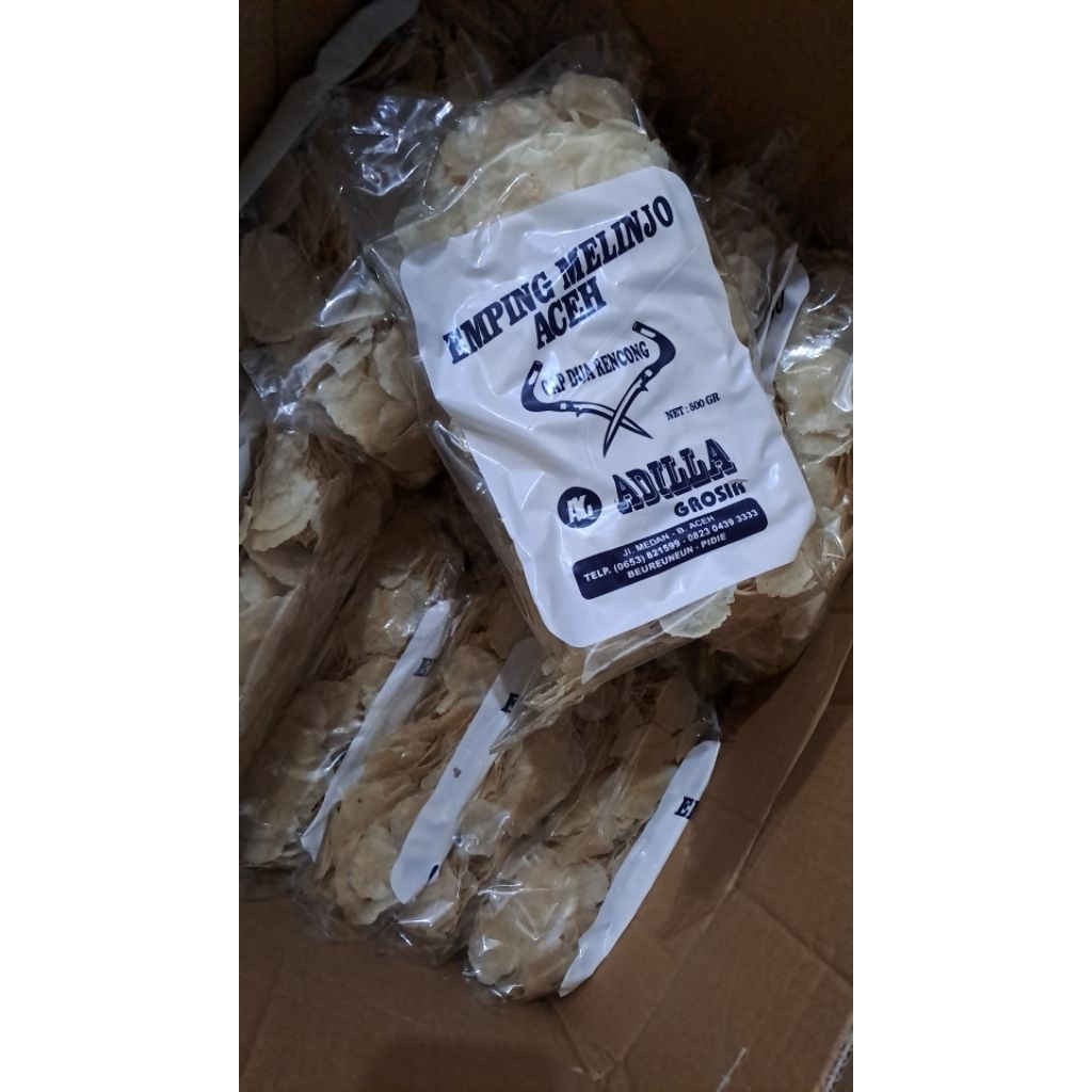 

Emping melinjo Aceh 500gram empeng cap dua rencong asli aceh 1/2kg emping mentah