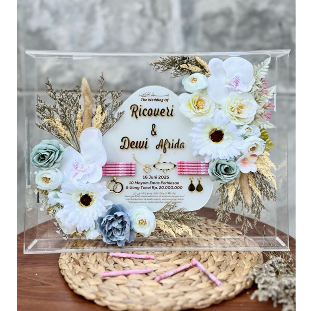 Bingkai mahar pernikahan full akrilik ukuran 30x40 rustic modern