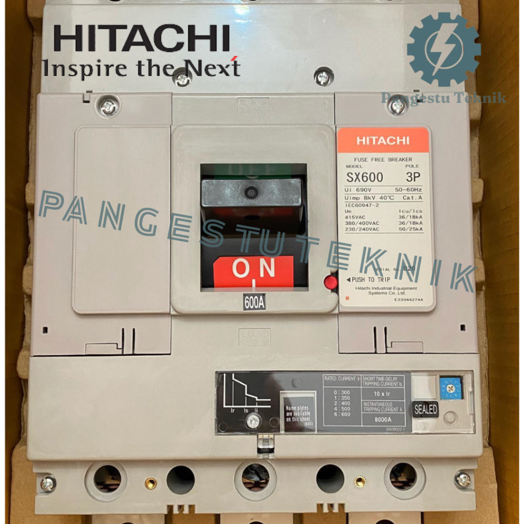 MCCB Breaker Hitachi 600A/3P SX-600 | Breaker 600A 3 Pole Adjustable 300-600A