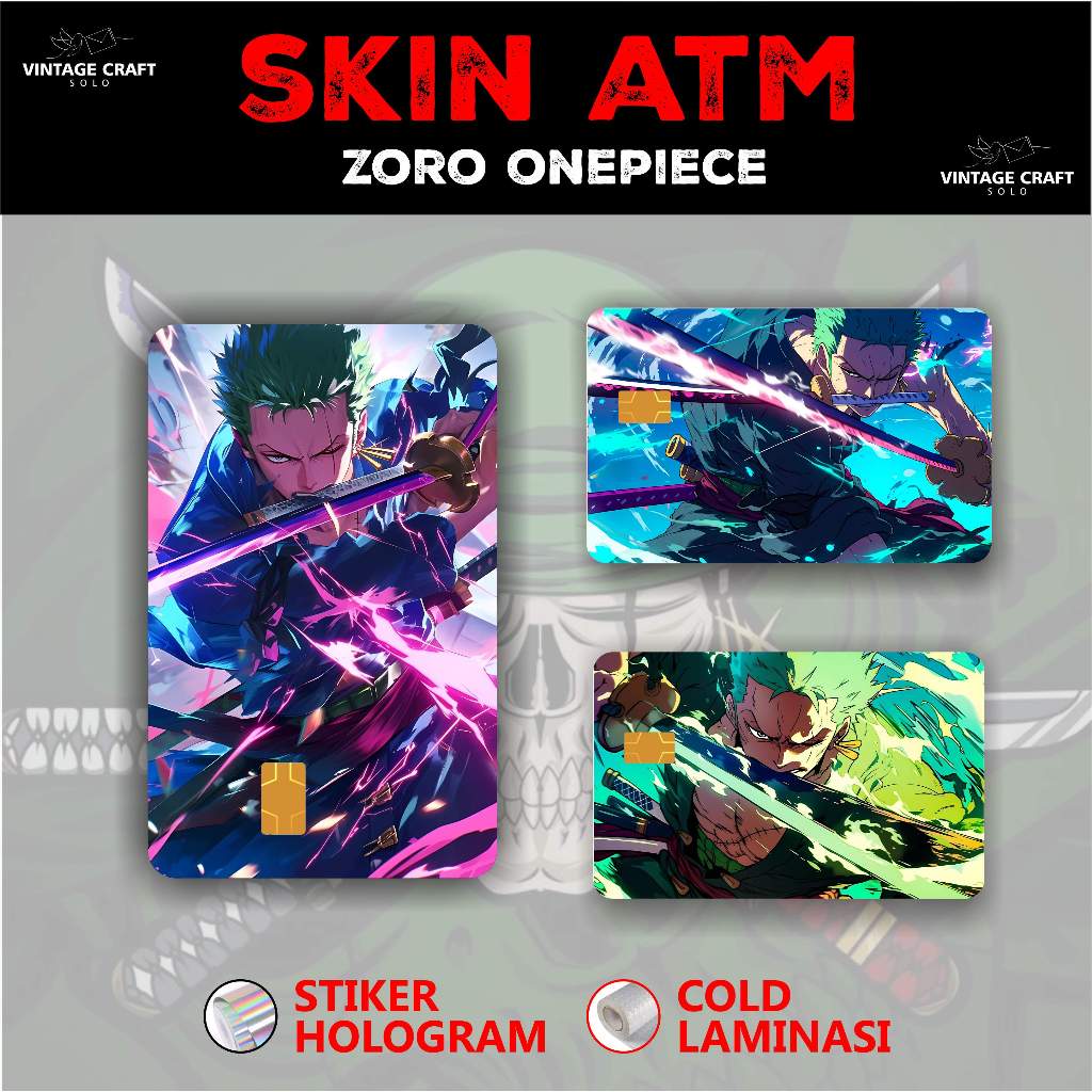

Stiker sticker skin card atm anime onepiece Roronoa Zoro hologram