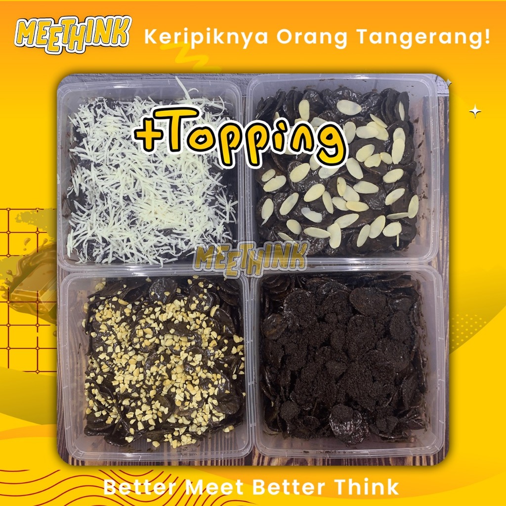 

MURAH BERLIMPAH!!! MEETHINK CHIPS Keripik Pisang Lumer Dark Chocolate Topping Keju FULL COKELAT
