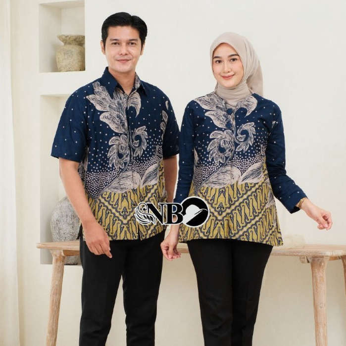 Batik Couple Modern Atasan Blouse Batik Kerja Kantor Wanita Batik Pria Modern Kekinian Baju Batik Se
