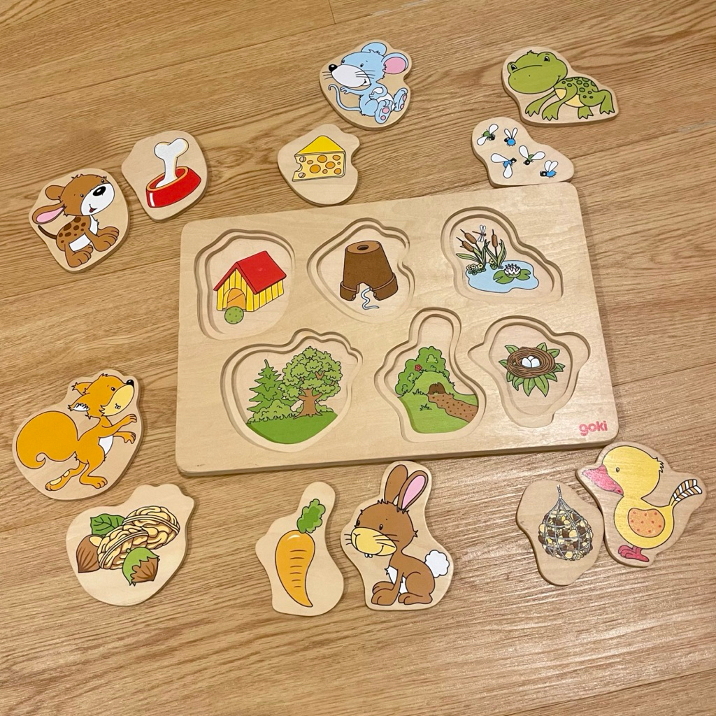 PRELOVED Goki Animals Layered Wooden Puzzle | Mainan Edukasi Anak Balita Batita Kayu