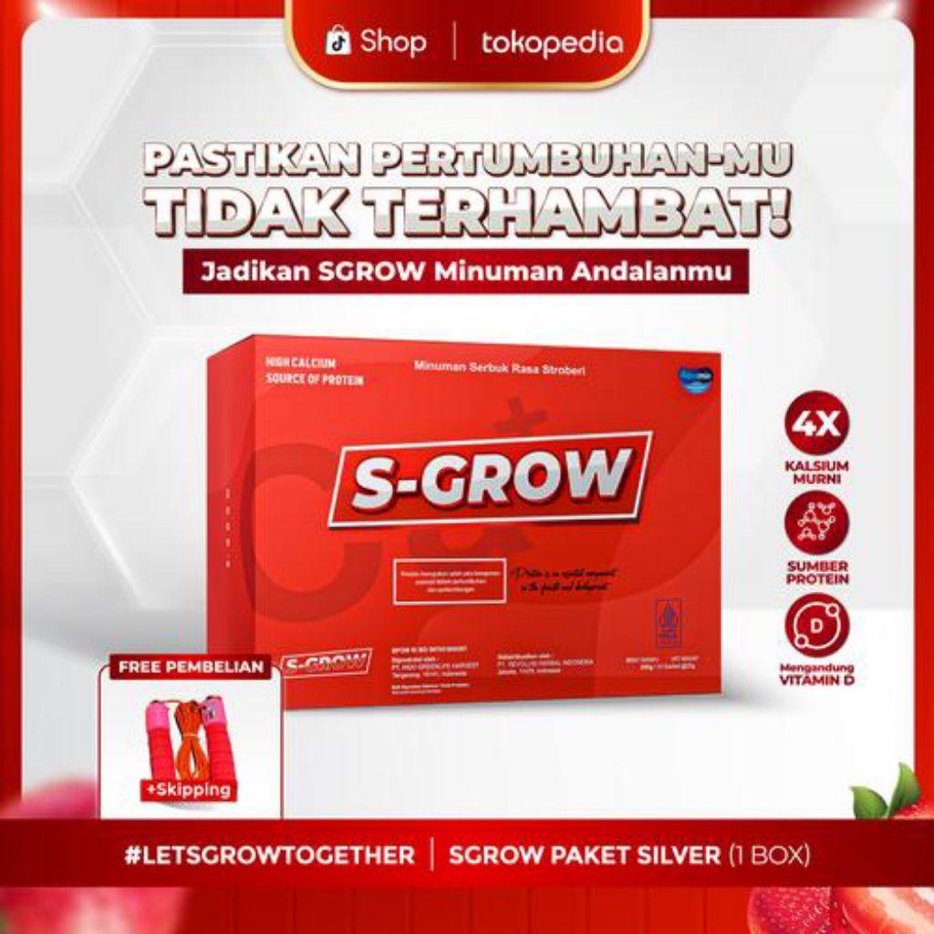 S-GROW SUPLEMEN MENINGGIKAN BADAN Untuk Dewasa - 5 SACHET S-GROW