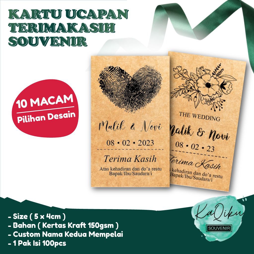 Kartu ucapan souvenir pernikahan / kartu ucapan terimakasih souvenir / kartu souvenir custom