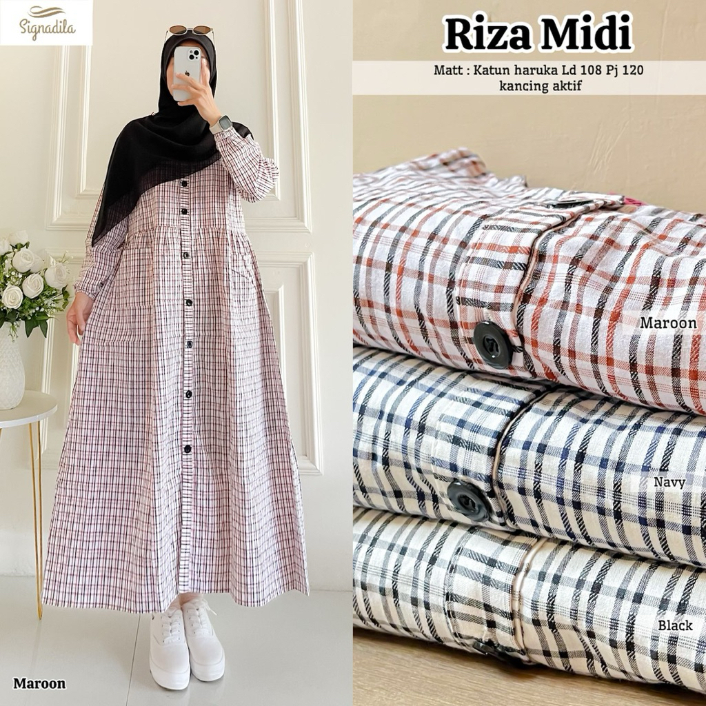 RIZA MIDI DRESS KATUN HARUKA PREMIUM by SIGNADILA