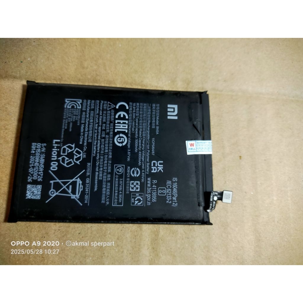 BATERAI BATREI XIAOMI NOTE 10 5G _ POCO M3 PRO 5G (BN-5A) ORIGINAL COPOTAN