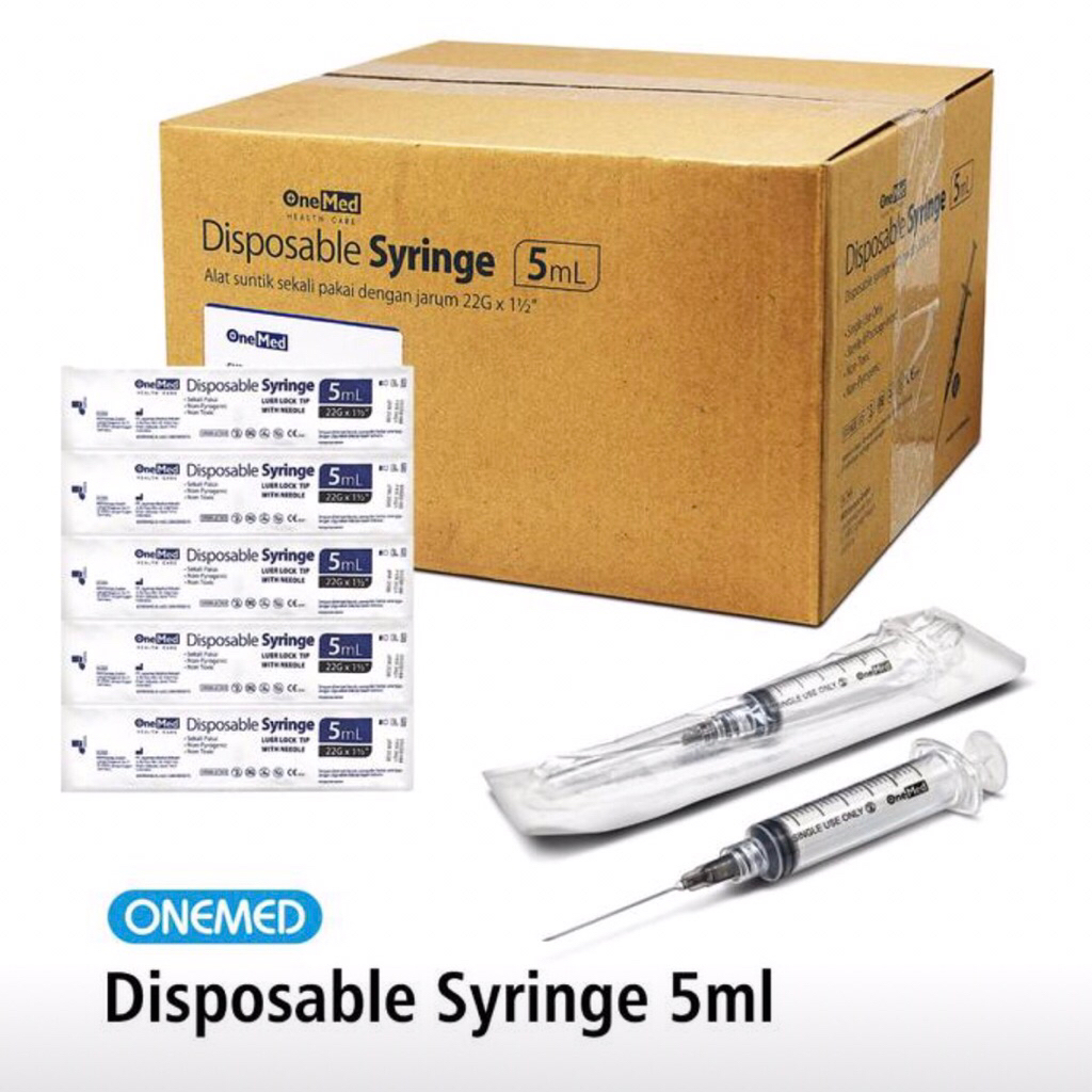 ONEMED SPUIT 5 cc PER BOX / SYRINGE 5 cc ONEMED / ALAT SUNTIK 5 cc ONEMED PER BOX ISI 100 PCS