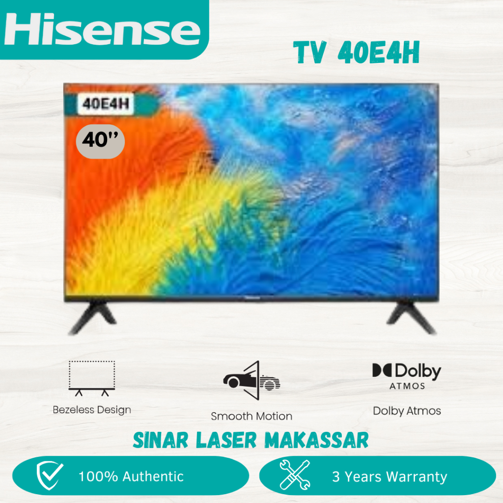HISENSE TV 40 INCH 40E4H FULL HD SMART TV GARANSI RESMI TV HISENSE