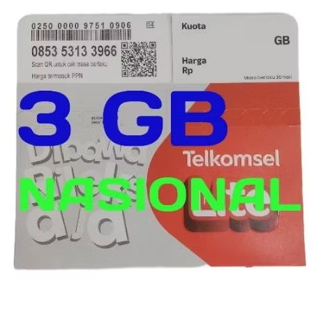 kartu Perdana Telkomsel 3 gb nasional
