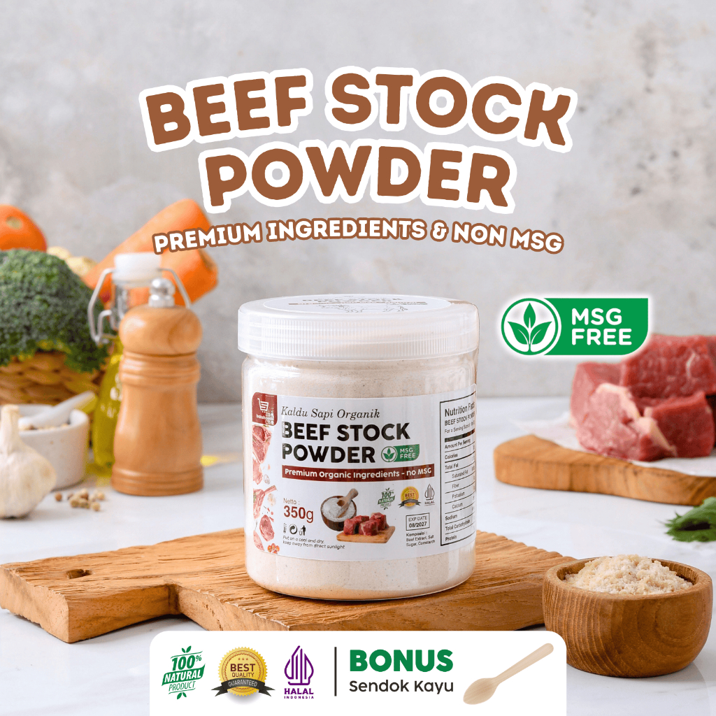 

Beef Stock Powder Organic Kaldu Sapi Bubuk MPASI Non MSG Organik Halal Bumbu Penyedap Sapi Asli