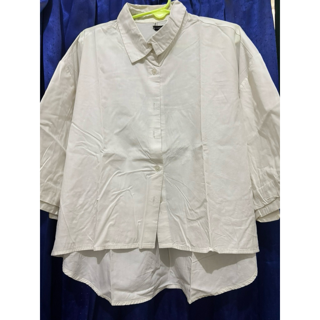 preloved blouse kemeja putih colorbox size L lengan balon