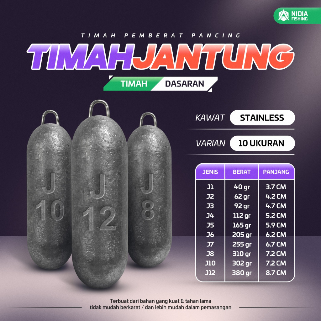 Timah pancing Bandul Pancing Timah Mancing Laut - Timah Pemberat Pancing - Timah Jantung - Timah
