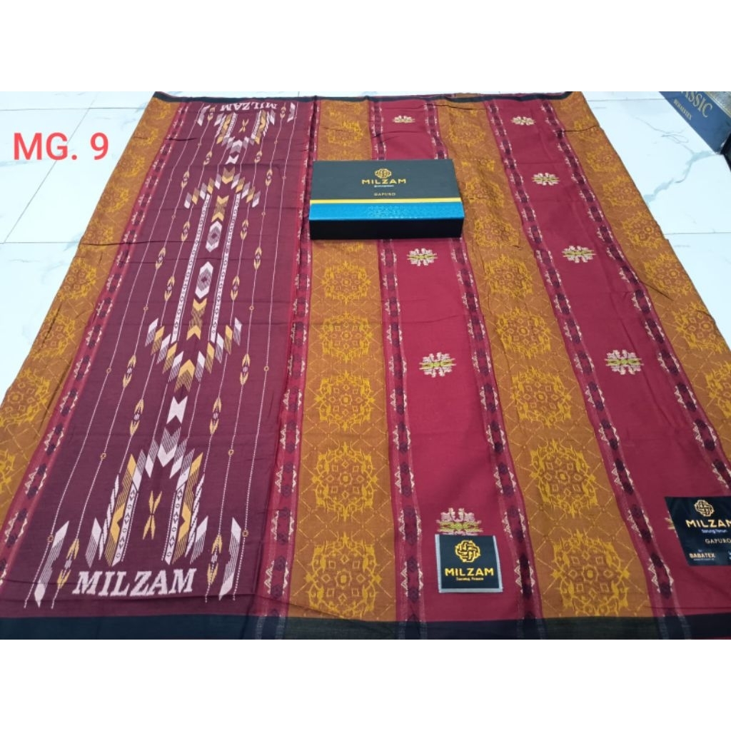 *Sarung Milzam**Mutif Gapuro**Jaguar dan Songket**Bahan halus dan lembut rayon premium*
