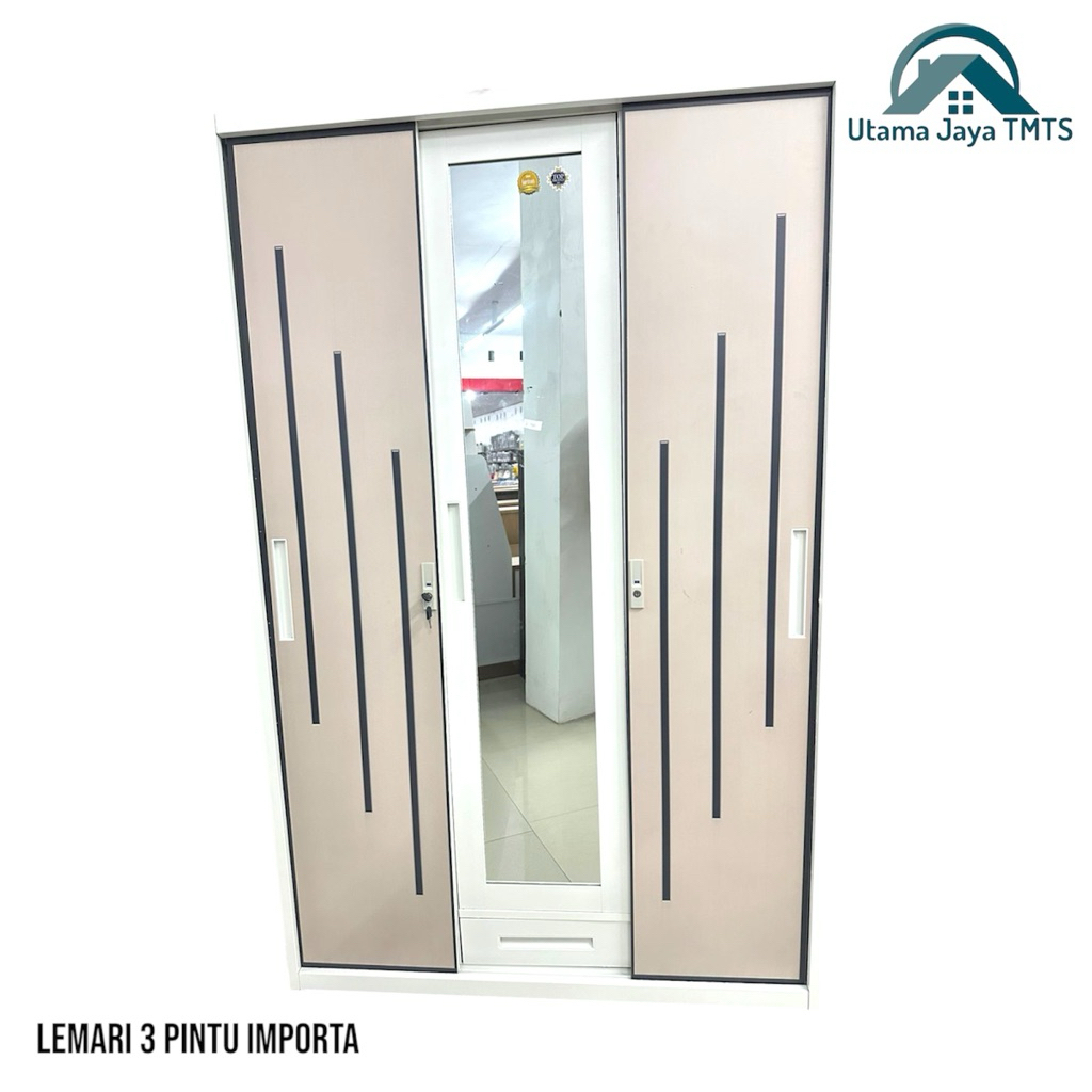Lemari importa 3 pintu plus laci// lemari baju importa besi