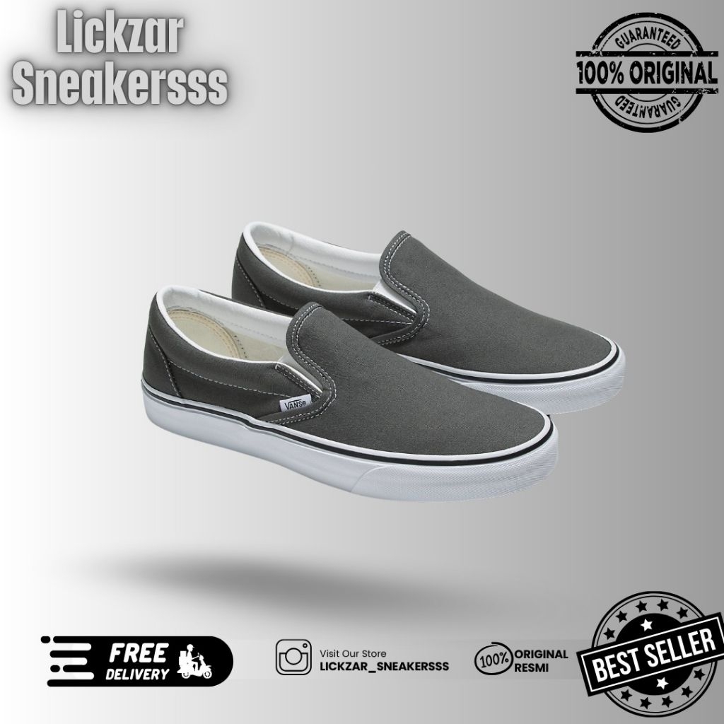 Vans Clasic Slip On Charcoal Grey Original Resmi PT NAVYA